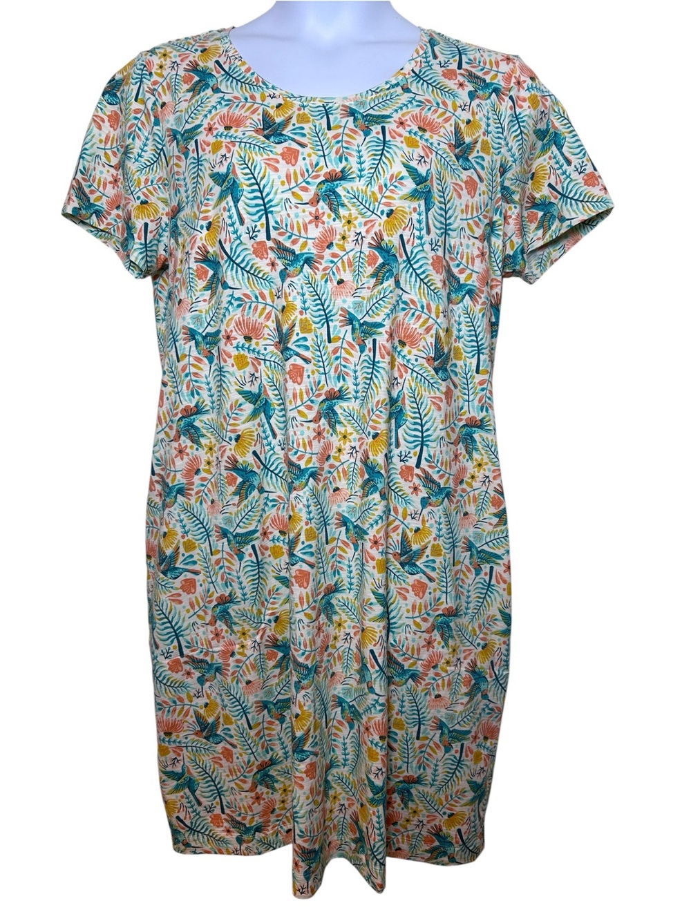 Duluth Trading Co hummingbird t shirt dress size XL pockets lightweight to n flo